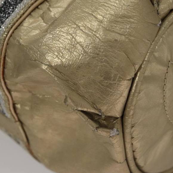 CHANEL Hand Bag Coated Canvas Gold Tone CC Auth 107865 - Picture 15 of 16